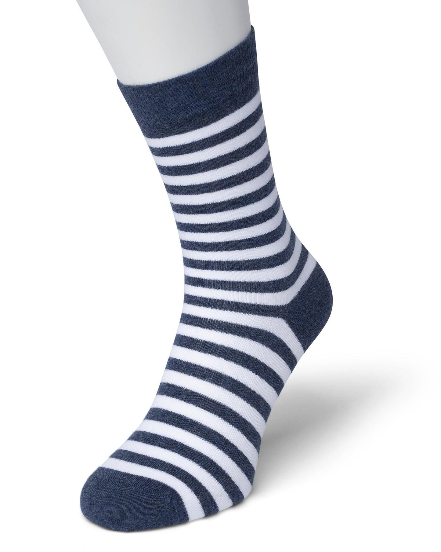 Bonnie Doon Stripe Sock - Navy blue and white horizontal stripe cotton socks