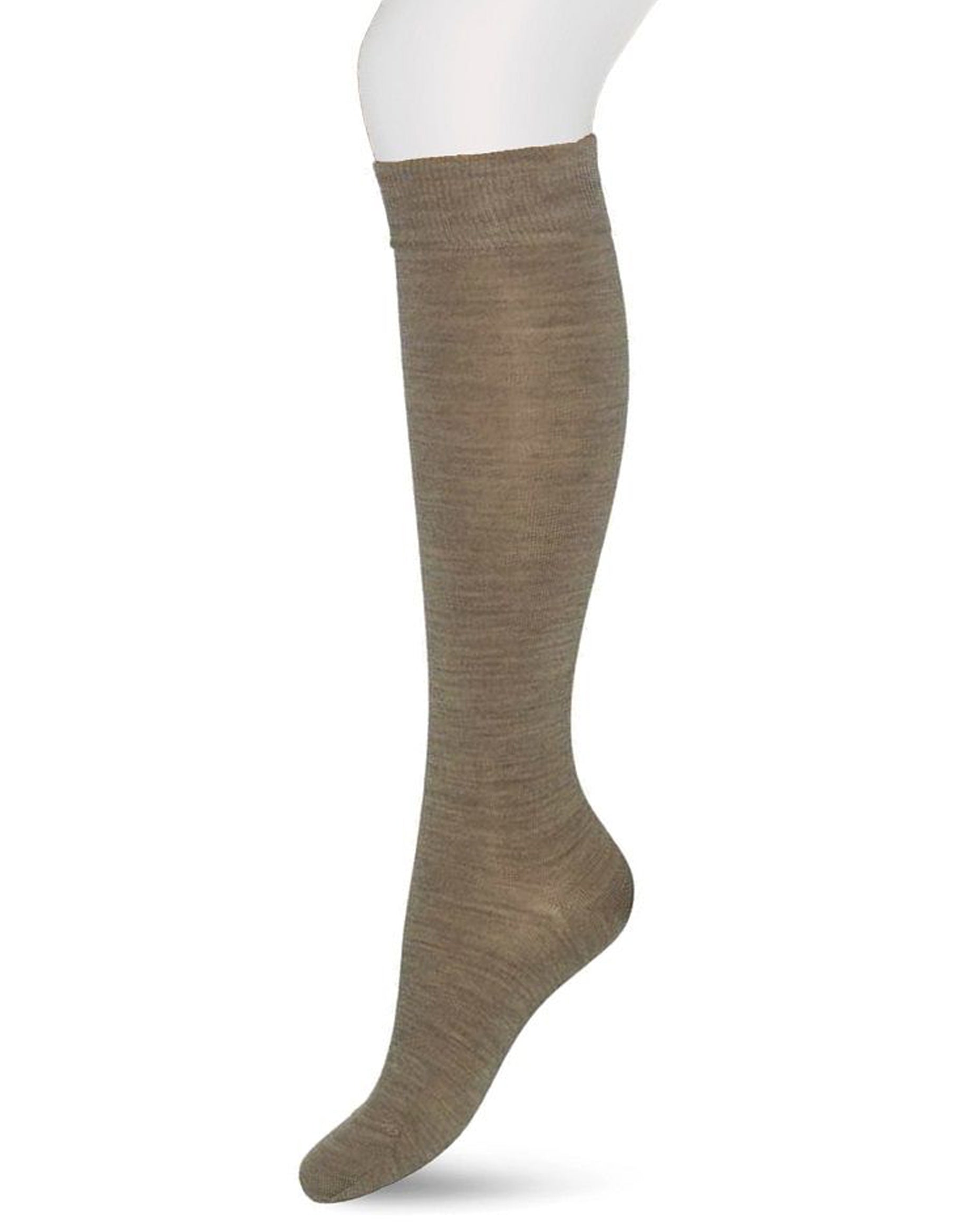 Bonnie Doon Wool/Cotton Knee-High R715011 - Taupe beige thermal knee socks perfect for cold Winters