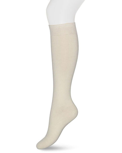 Bonnie Doon Wool/Cotton Knee-High R715011 - Ivory cream thermal knee socks perfect for cold Winters