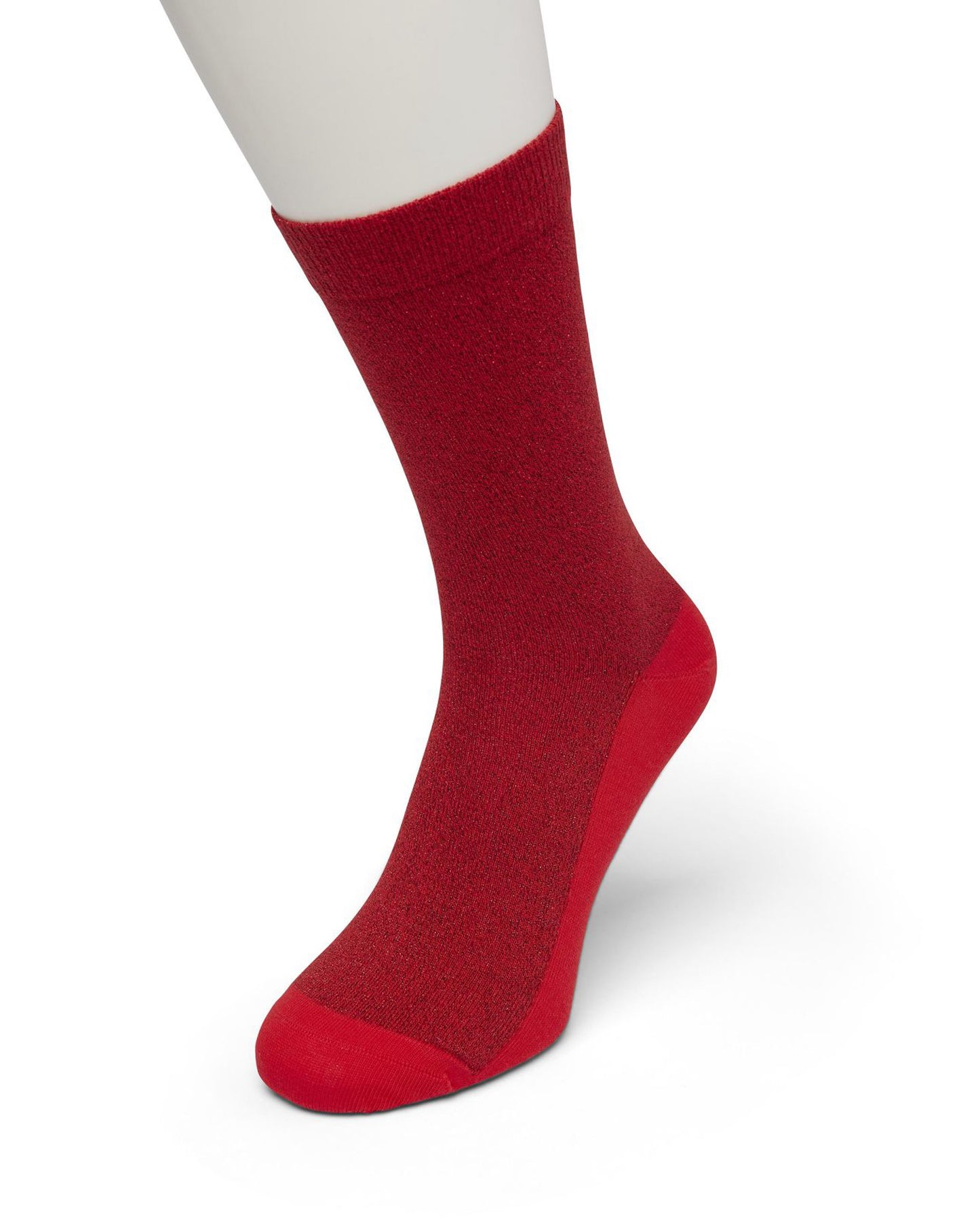 Bonnie Doon BP051138 Cotton Sparkle Socks - Red (Hibiscus) socks with sparkly glitter lamé lurex