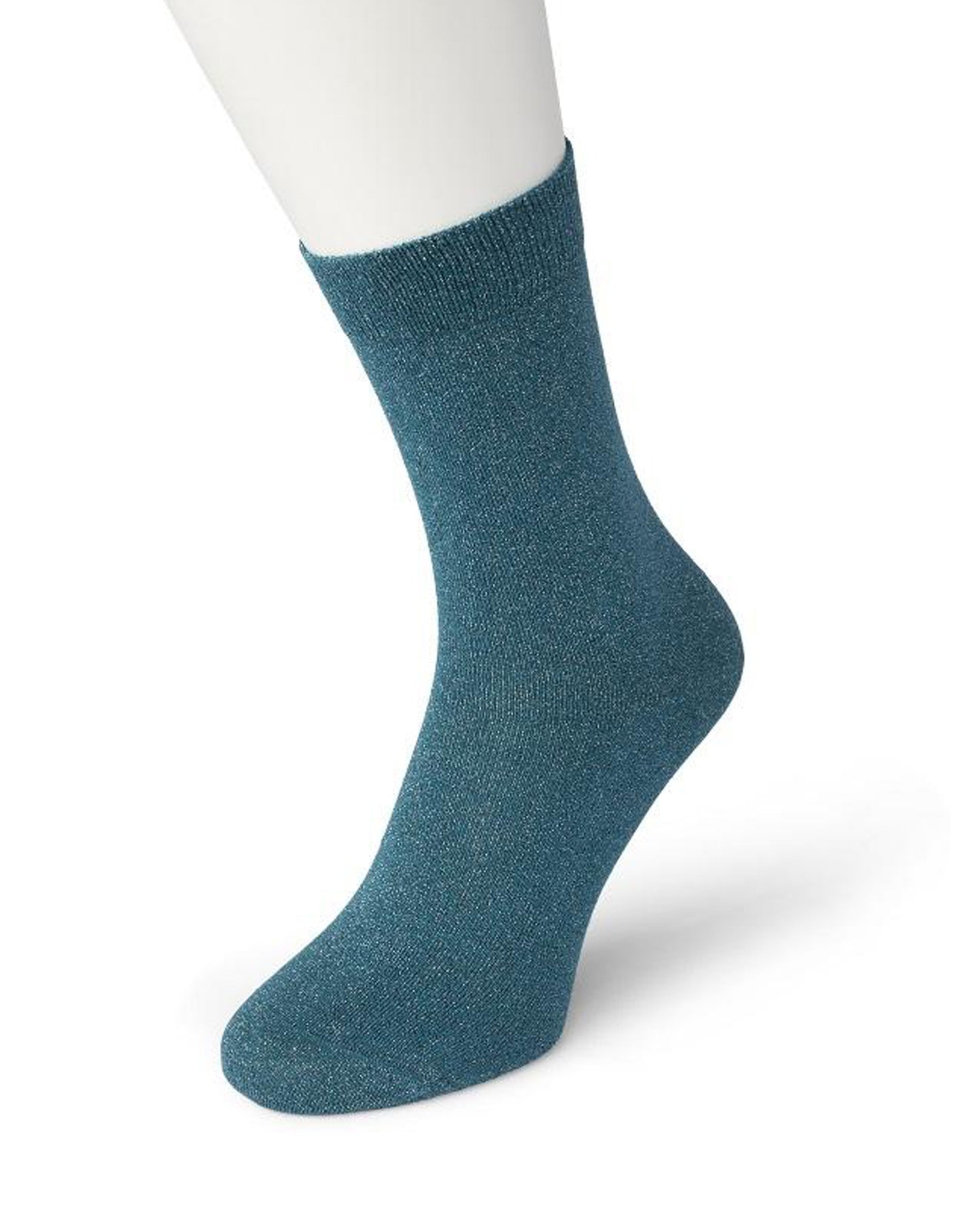 Bonnie Doon BP051138 Cotton Sparkle Socks - teal blue (pine) socks with silver sparkly glitter lamé lurex