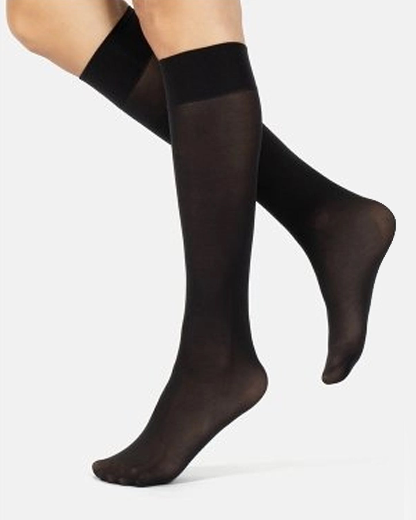 Calzitaly Opaque Knee-High Socks - Soft matte opaque 40 denier knee-high socks with a deep elasticated cuff in black.