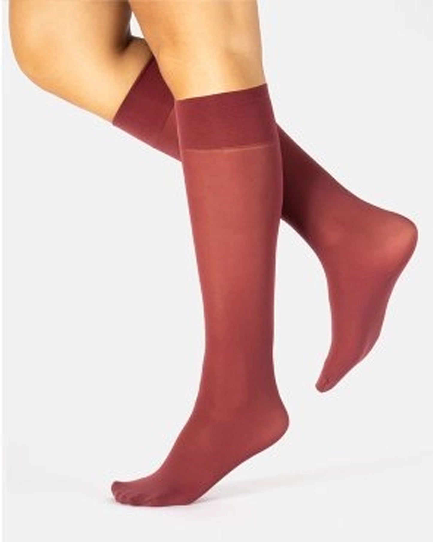 Calzitaly Opaque Knee-High Socks - Soft matte opaque 40 denier knee-high socks with a deep elasticated cuff in maroon wine burgundy.