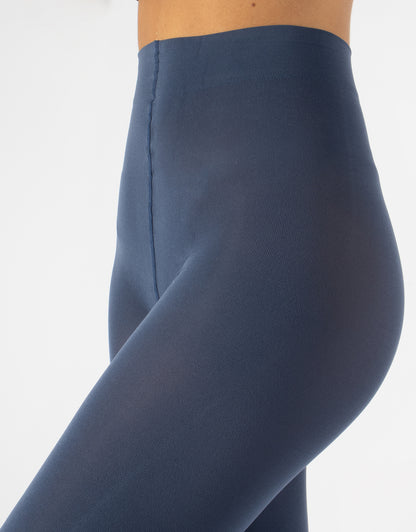 Calzitaly 80 Den Tights - Plain denim blue (blue jeans) matte opaque  tights with flat seams and cotton gusset.