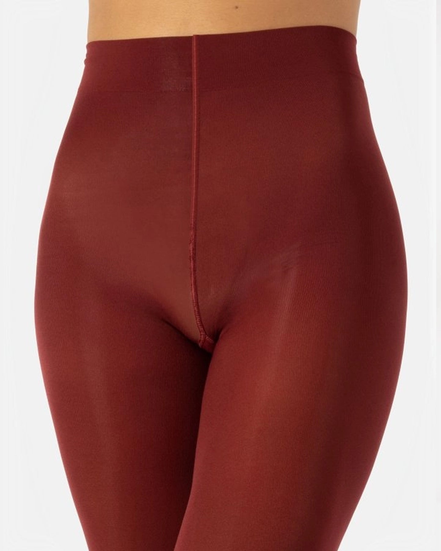 Calzitaly Opaque Tights - Waist and gusset detail of 80 den coloured opaque tights in maroon (garnet red)