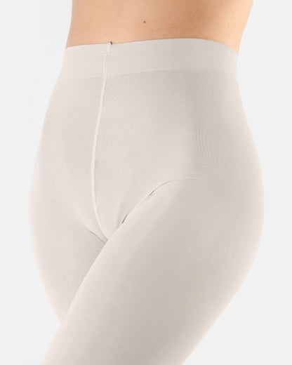 Calzitaly Opaque Tights - Waist and gusset detail of 80 den coloured opaque tights in ivory cream