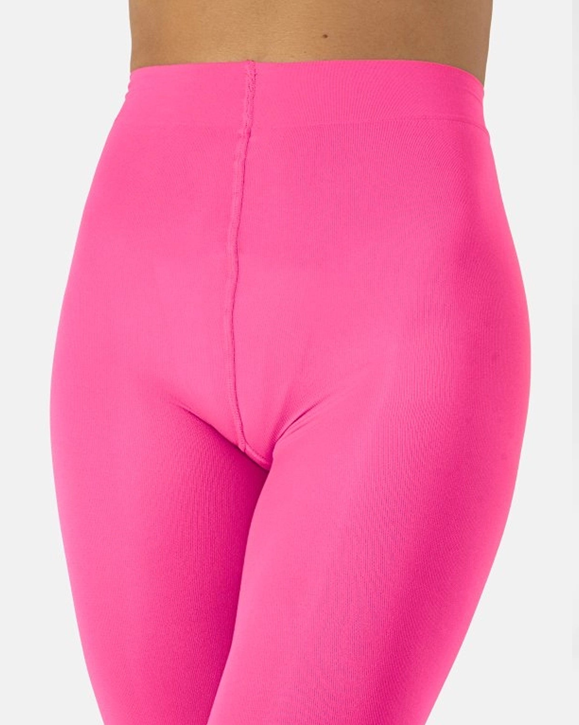 Calzitaly Opaque Tights - Waist and gusset detail of 80 den coloured opaque tights in bright neon pink (fuschia)