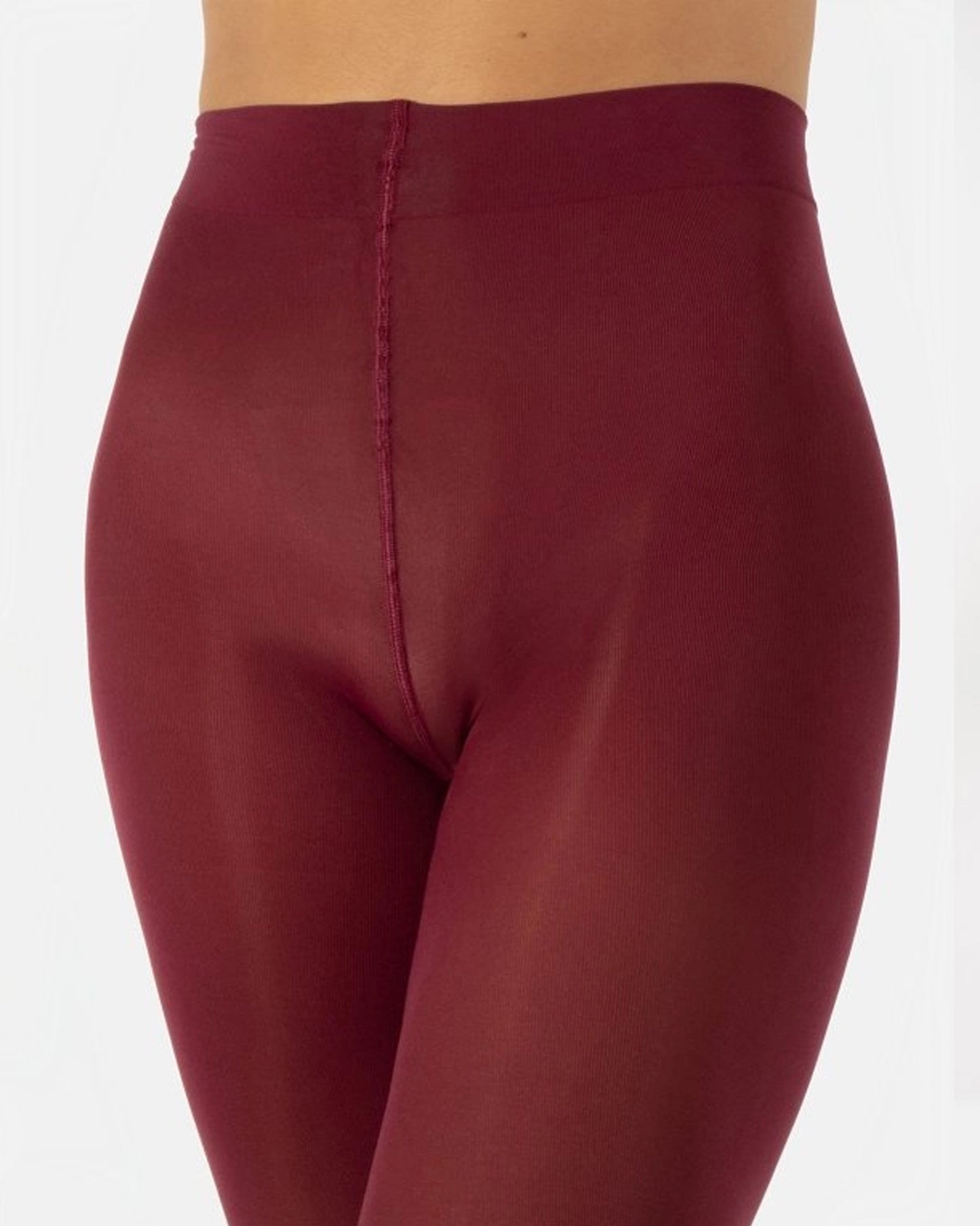 Calzitaly Opaque Tights - Waist and gusset detail of 80 den coloured opaque tights in wine (portwine)