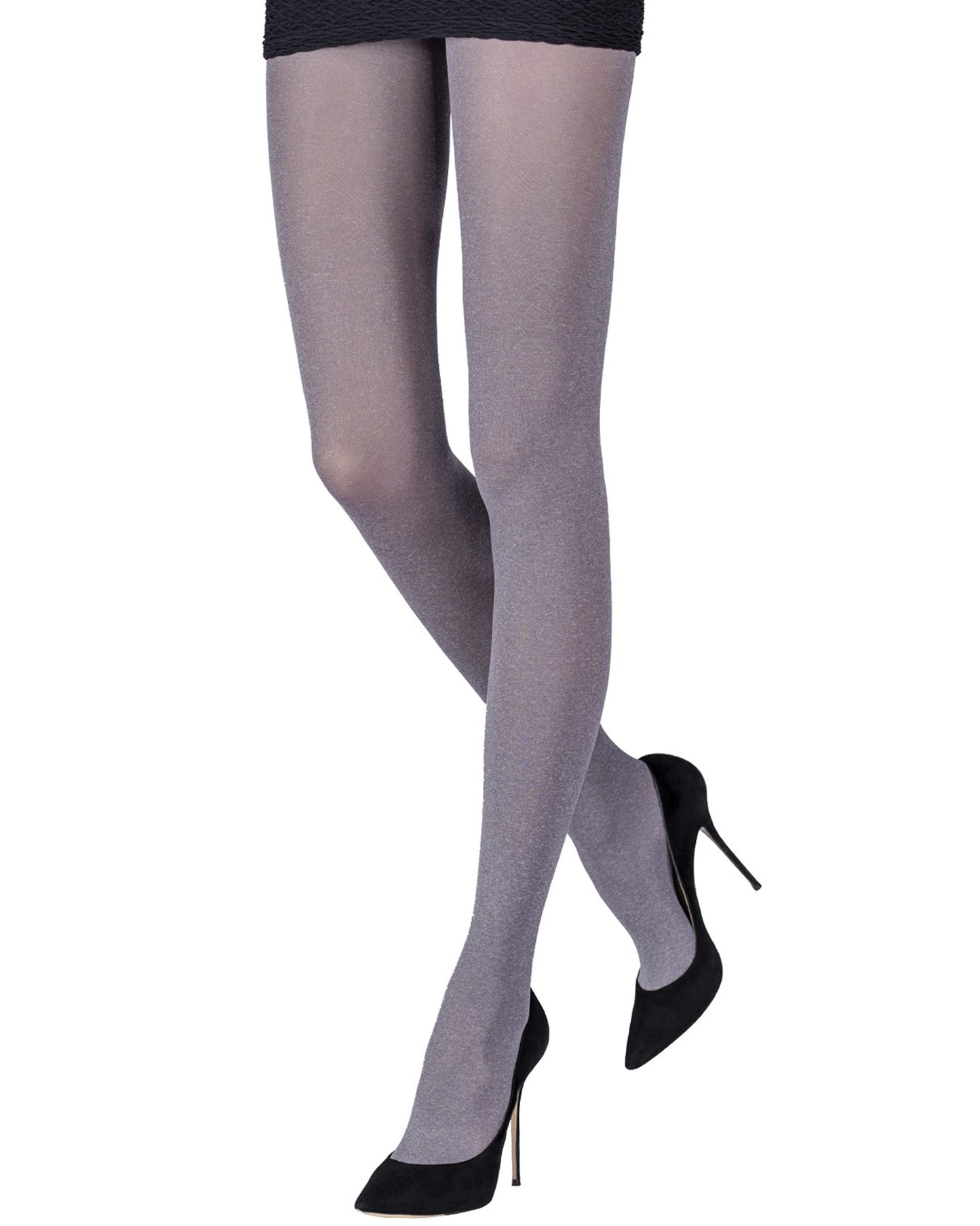 Emilio Cavallini Heathered Basic Tights - Grey opaque tights with a melange knitted fleck effect, flat seams and gusset.