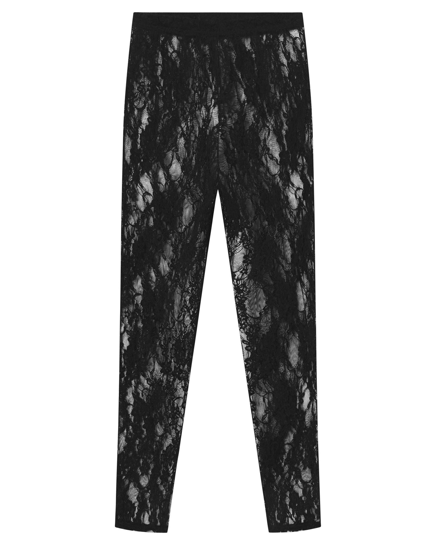 Fiore Marella Legging - Black leggings made of floral elastic lace fabric.