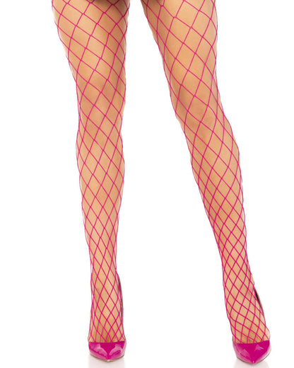 Leg Avenue 9005 Diamond Fishnet Pantyhose - dark cerise magenta pink wide net tights