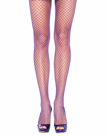 Leg Avenue 9003 Industrial Net Pantyhose - Purple wide diamond fishnet mesh tights