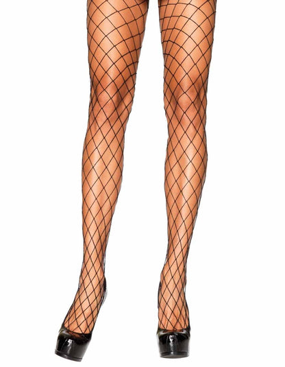 Leg Avenue 9005 Diamond Fishnet Pantyhose - Black wide net tights