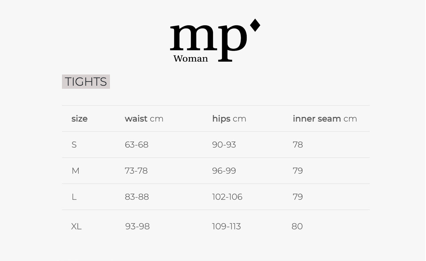 MP Denmark - Size Chart