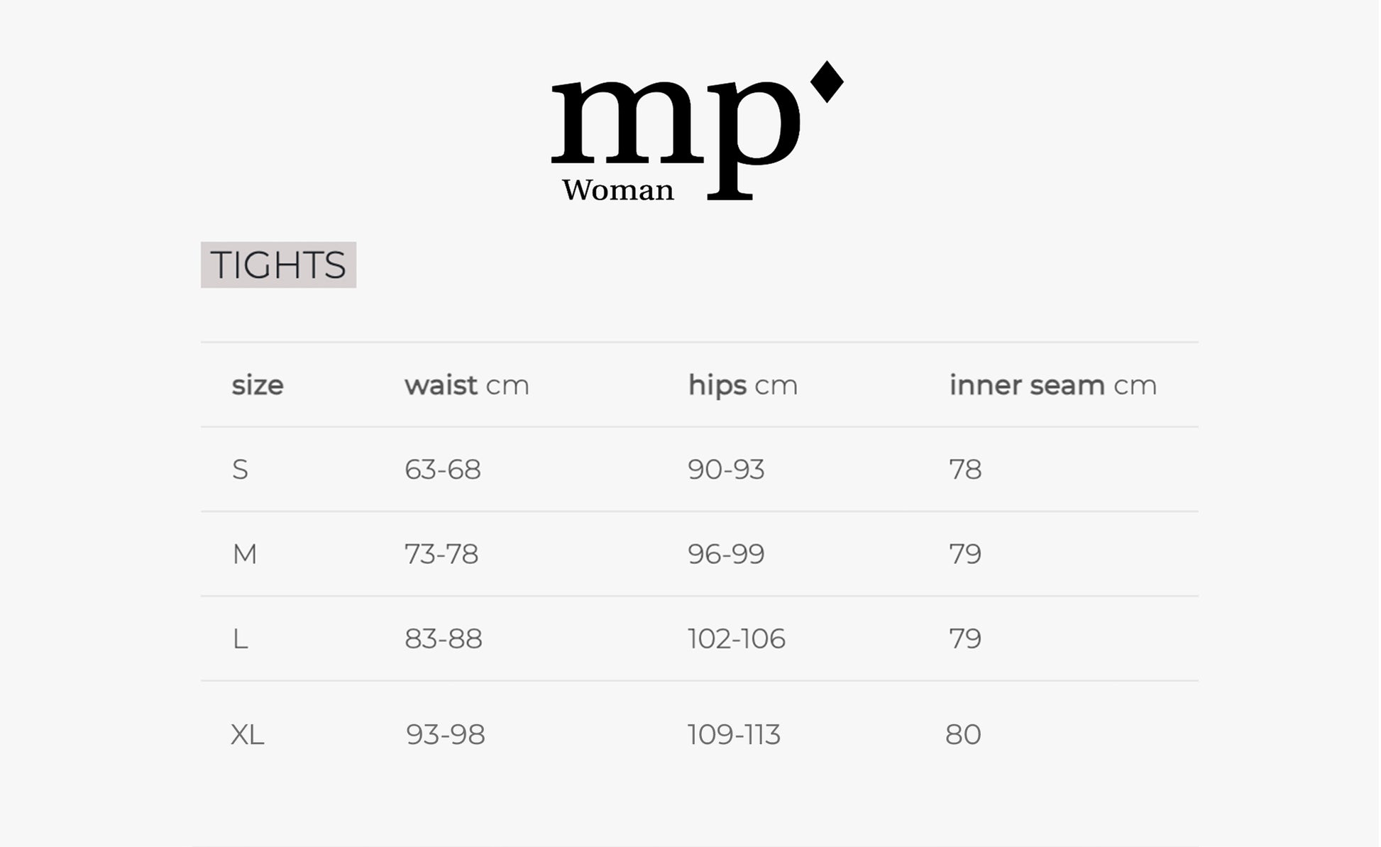 MP Denmark - Size Chart