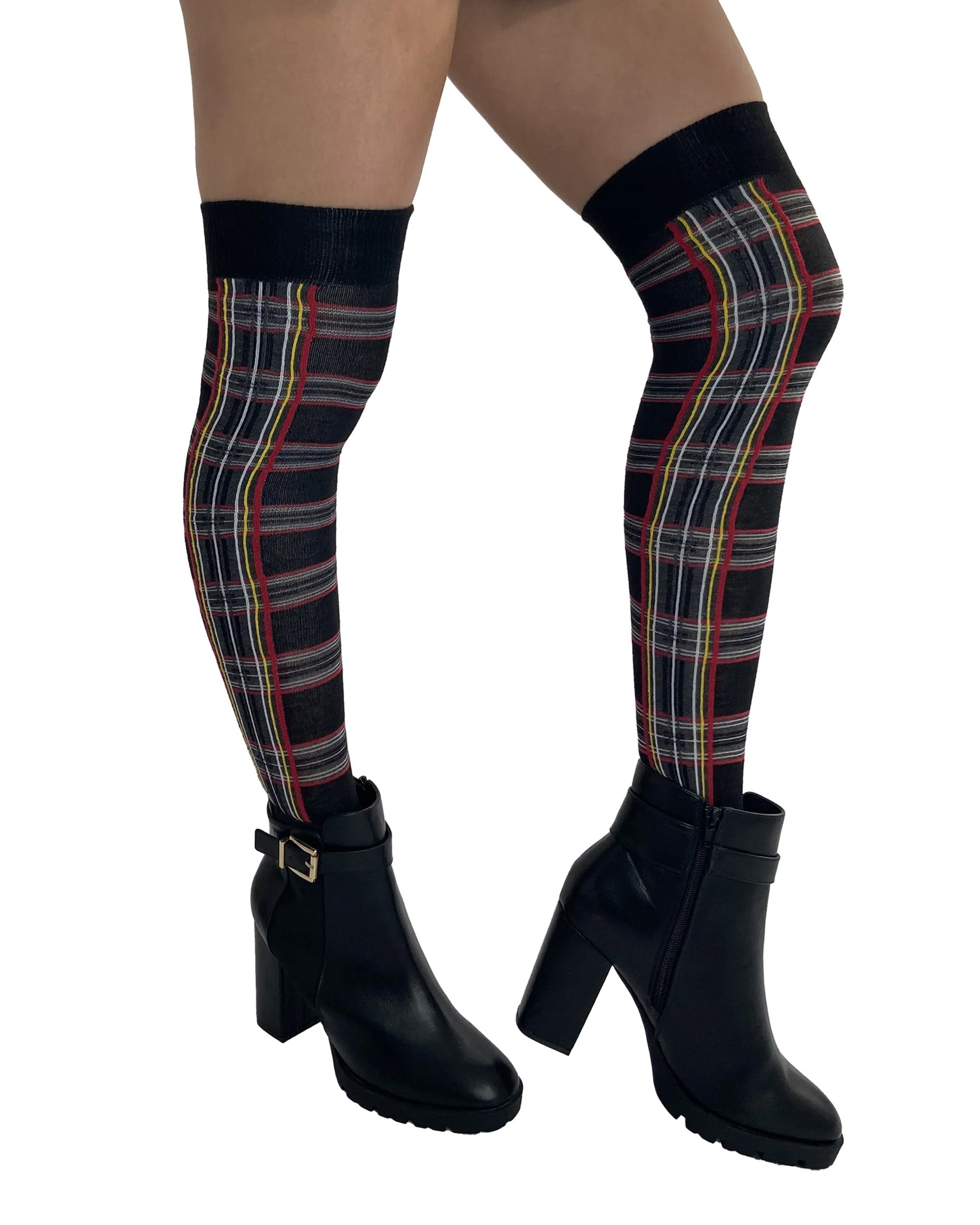 Plaid thigh high socks best sale