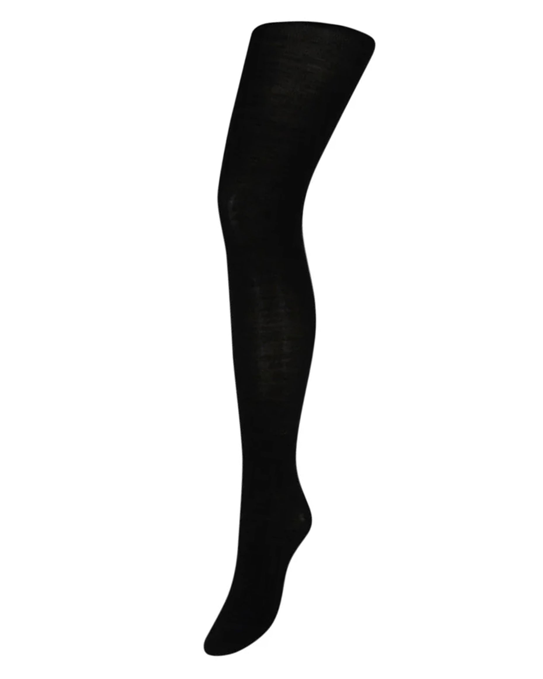 MP Denmark Wool Silk Tights - Soft and warm lightweight black thermal knitted tights with shaped heel, flat toe seam, gusset and high waist.