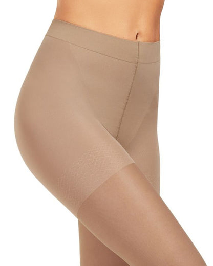 SiSi Benessere 140 Collant - Light natural tan strong graduated compression support tights with support boxer top brief. Detail.