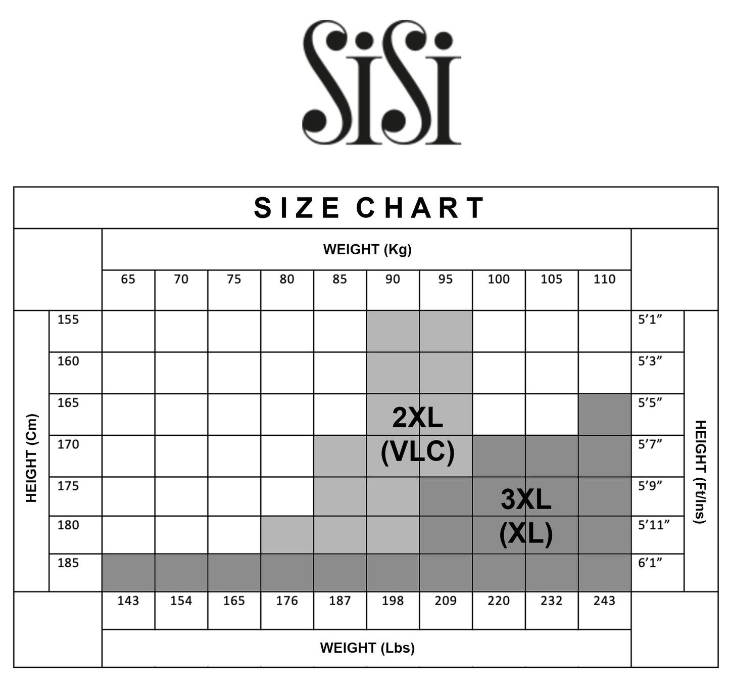 SISI STYLE 20 XL SIZE CHART