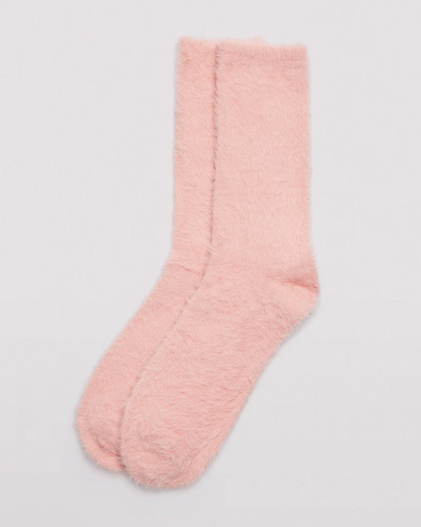 Ysabel Mora 12226 Fluffy Socks - Pale peach fluffy and warm crew length socks with a shaped heel and thin invisible elasticated cuff.