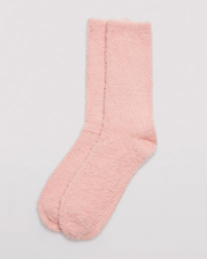 Ysabel Mora 12226 Fluffy Socks - Pale peach fluffy and warm crew length socks with a shaped heel and thin invisible elasticated cuff.