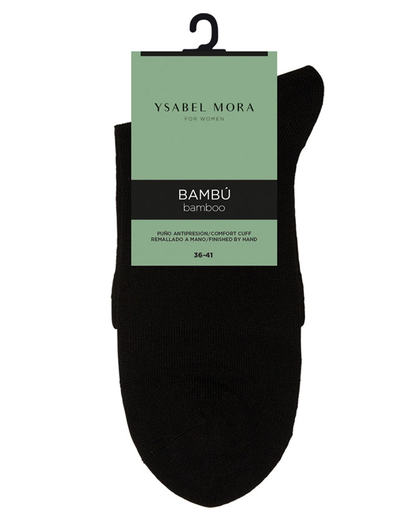 Ysabel Mora 12348 Bambú Sin Puno Sock - No cuff quarter high bamboo socks with shaped heel and flat toe seam, available in black, navy and grey.