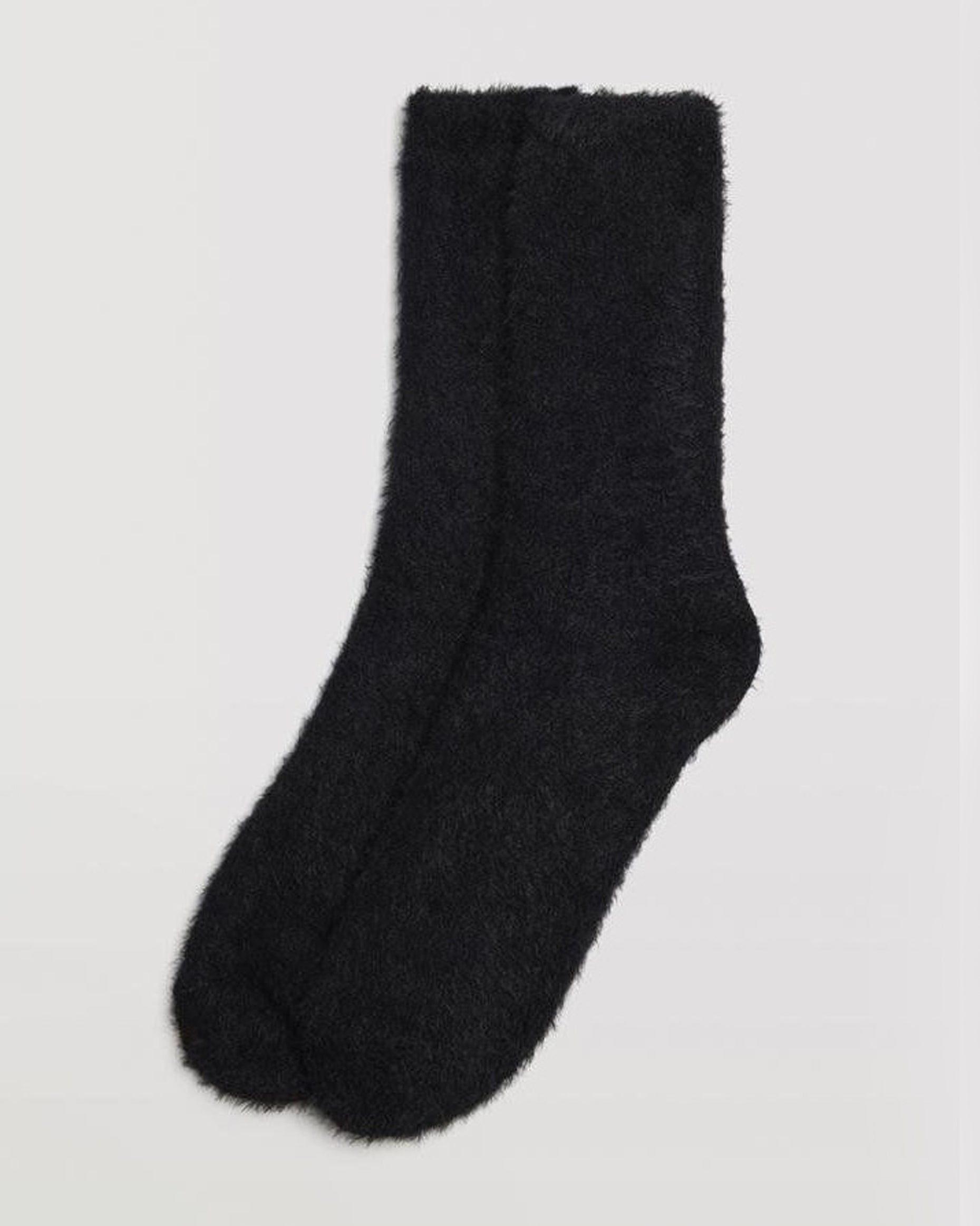 Ysabel Mora 12676 Fluffy Sock - Black super soft and fluffy tube ankle sock with a soft top cuff.