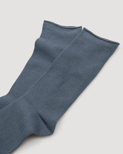 Ysabel Mora - 12726 Basico Sin Puno - no cuff cotton ankle socks in denim blue