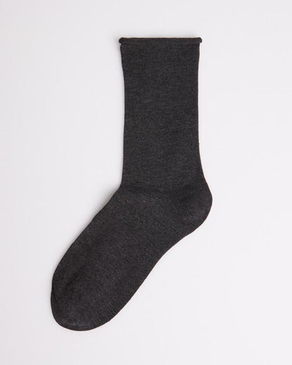 Ysabel Mora - 12739 Warm Bambu - dark anthracite grey no cuff bamboo ankle socks, breathable and warm in the Winter