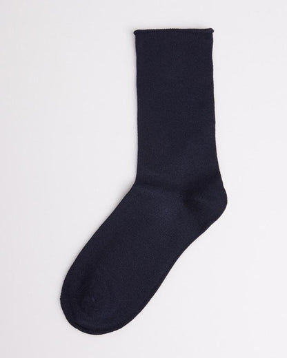 Ysabel Mora 12739 Warm Bambu - dark navy blue no cuff, loose top bamboo ankle socks, breathable and warm in the Winter