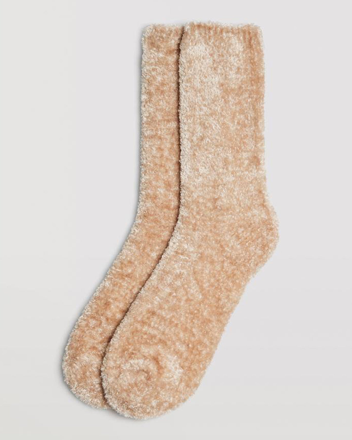 Ysabel Mora 12897 Fluffy Velour Socks - Beige coloured Soft and fluffy velour effect socks with anti-pressure cuff.