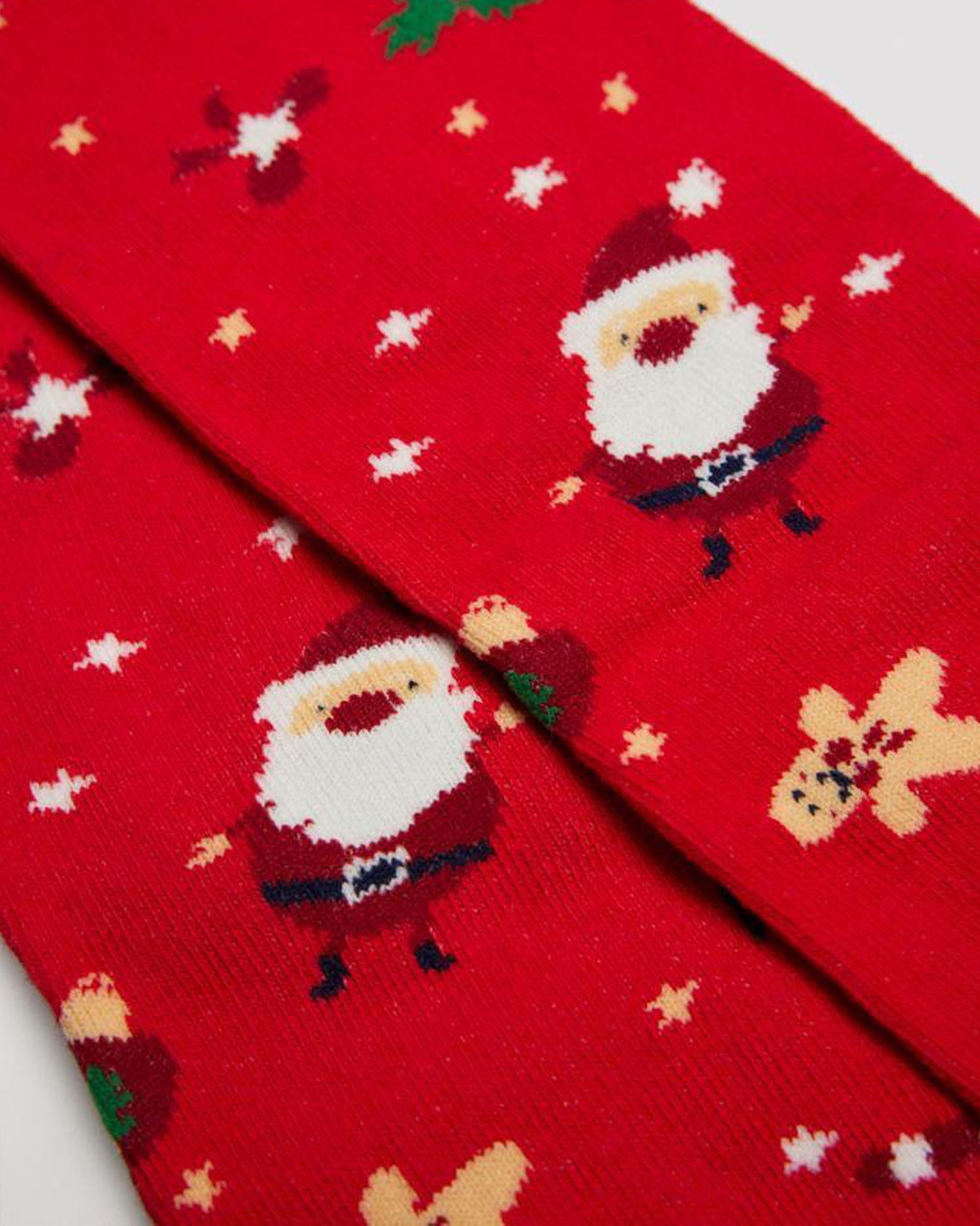 Red xmas socks with santa pattern