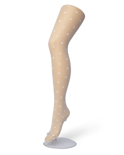 Bonnie Doon BP201910 Little Dots Tights - Sheer ivory cream fashion tights with an all over woven polka dot pattern and sheer toe.