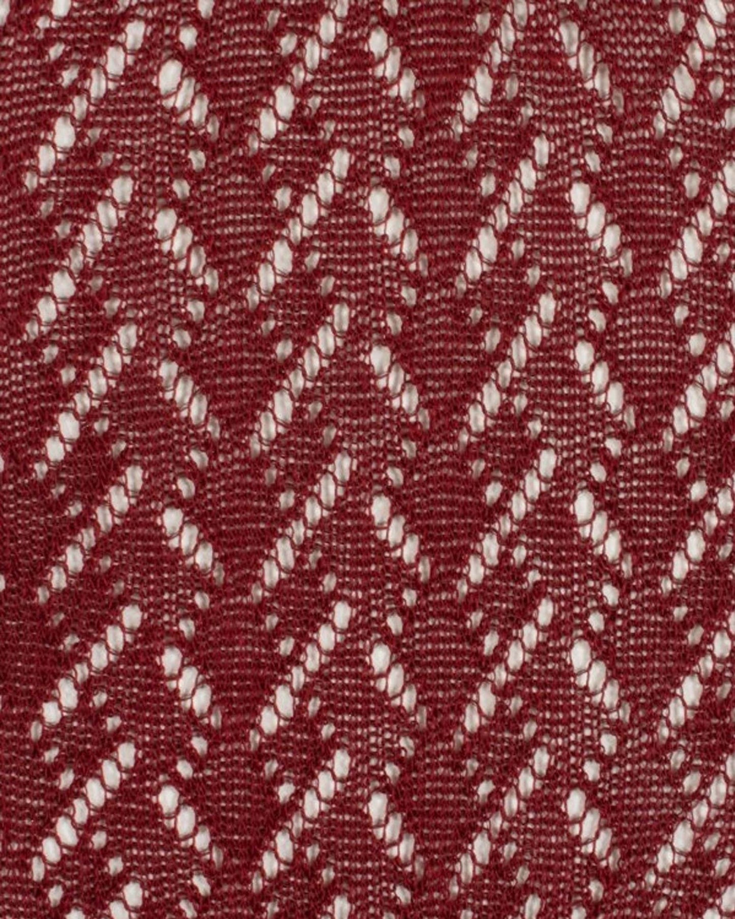 Calzitaly Chevron Knee-highs - Maroon, wine, burgundy knitted knee-high socks with an openwork cable style pattern, plain elasticated cuff and plain toe. Swatch.