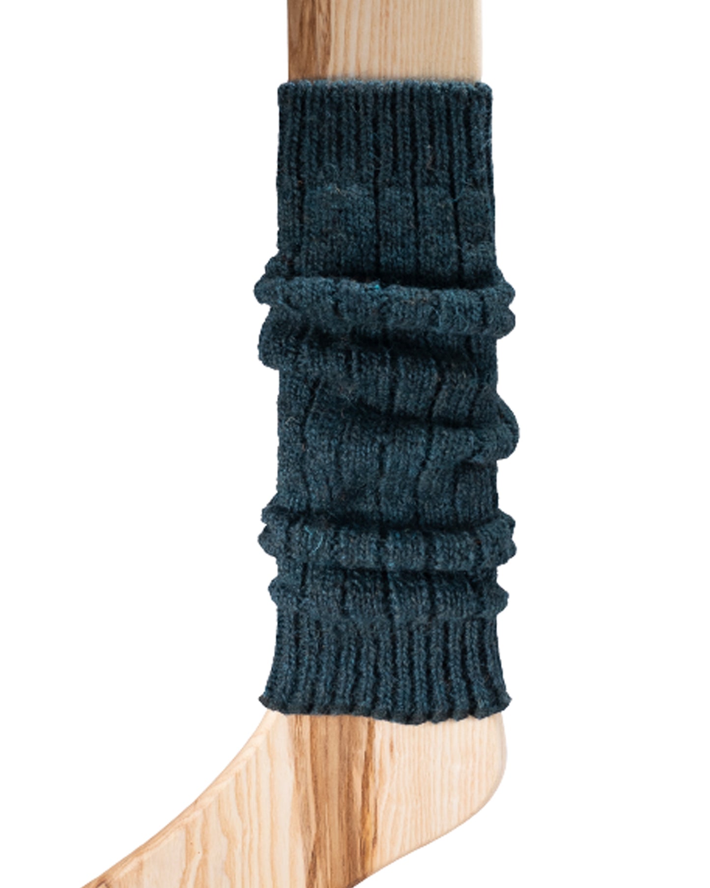 Connemara Socks - Dark teal blue chunky ribbed knitted leg warmers made of 100% wool, perfect for keeping your legs and arms warm during cold Winters. Made in Ireland.