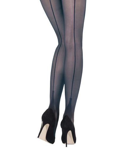 Emilio Cavallini 5985.1.88 Classic Back Seamed Tights - 30 denier navy blue back seam tights