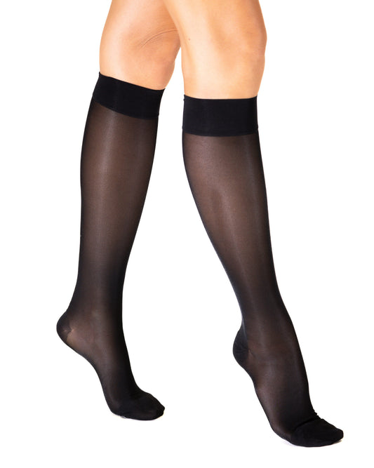 Ibici 00063 Segreta 140 Gambaletto - Black semi-opaque compression support knee-high socks.