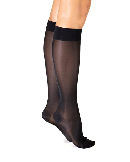 Ibici 00063 Segreta 140 Gambaletto - Black semi-opaque compression support knee-high socks.