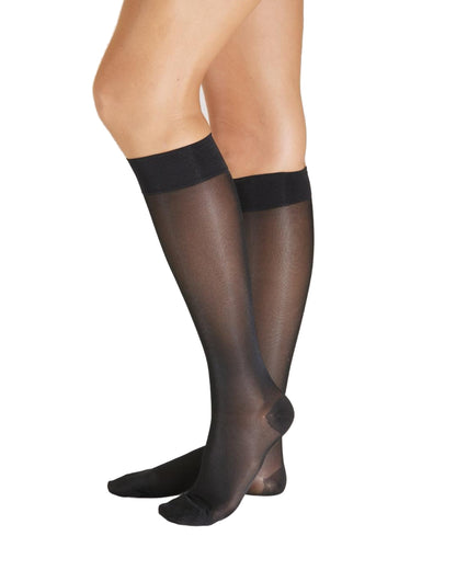 Ibici 00063 Segreta 140 Gambaletto - Black semi-opaque compression support knee-high socks.