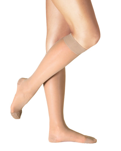 Ibici 00063 Segreta 140 Gambaletto - Tan semi-opaque compression support knee-high socks.