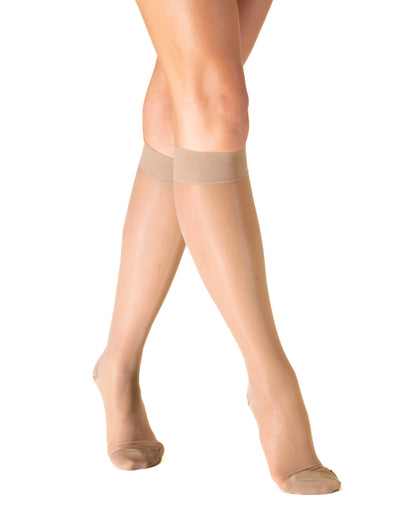 Ibici 00063 Segreta 140 Gambaletto - Light tan semi-opaque compression support knee-high socks.