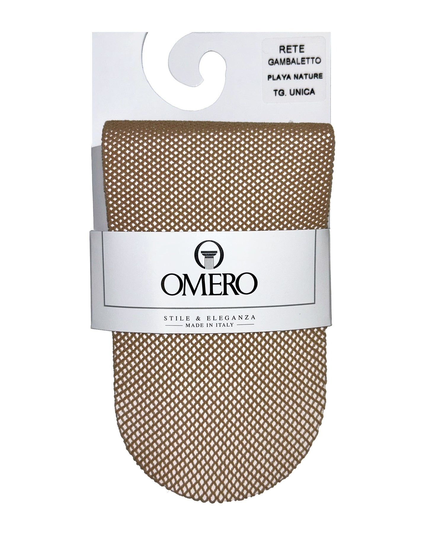 Omero Rete Gambaletto - Soft nude classic micro fishnet knee-high socks with a deep elasticated comfort cuff packet.