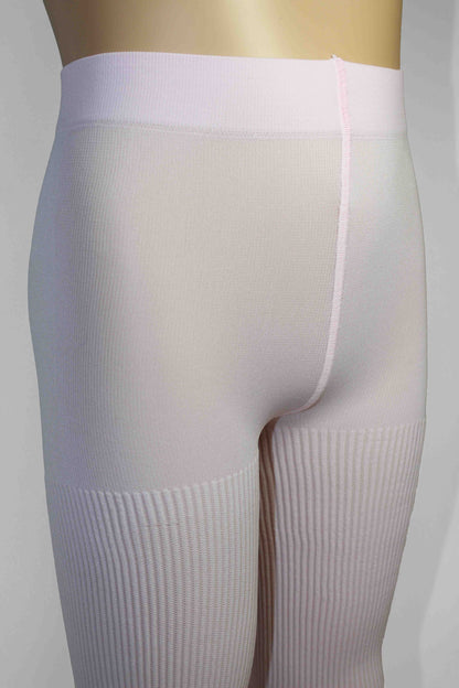 Omsa Serenella Cinderella kid's tights detail - Light baby pink soft opaque ribbed children's tights with a plain smooth boxer top and deep comfort waist band.