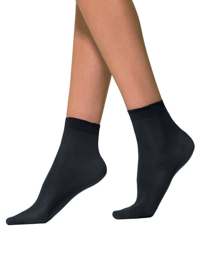 Omsa Micro 50 Calzino - plain black opaque ankle socks