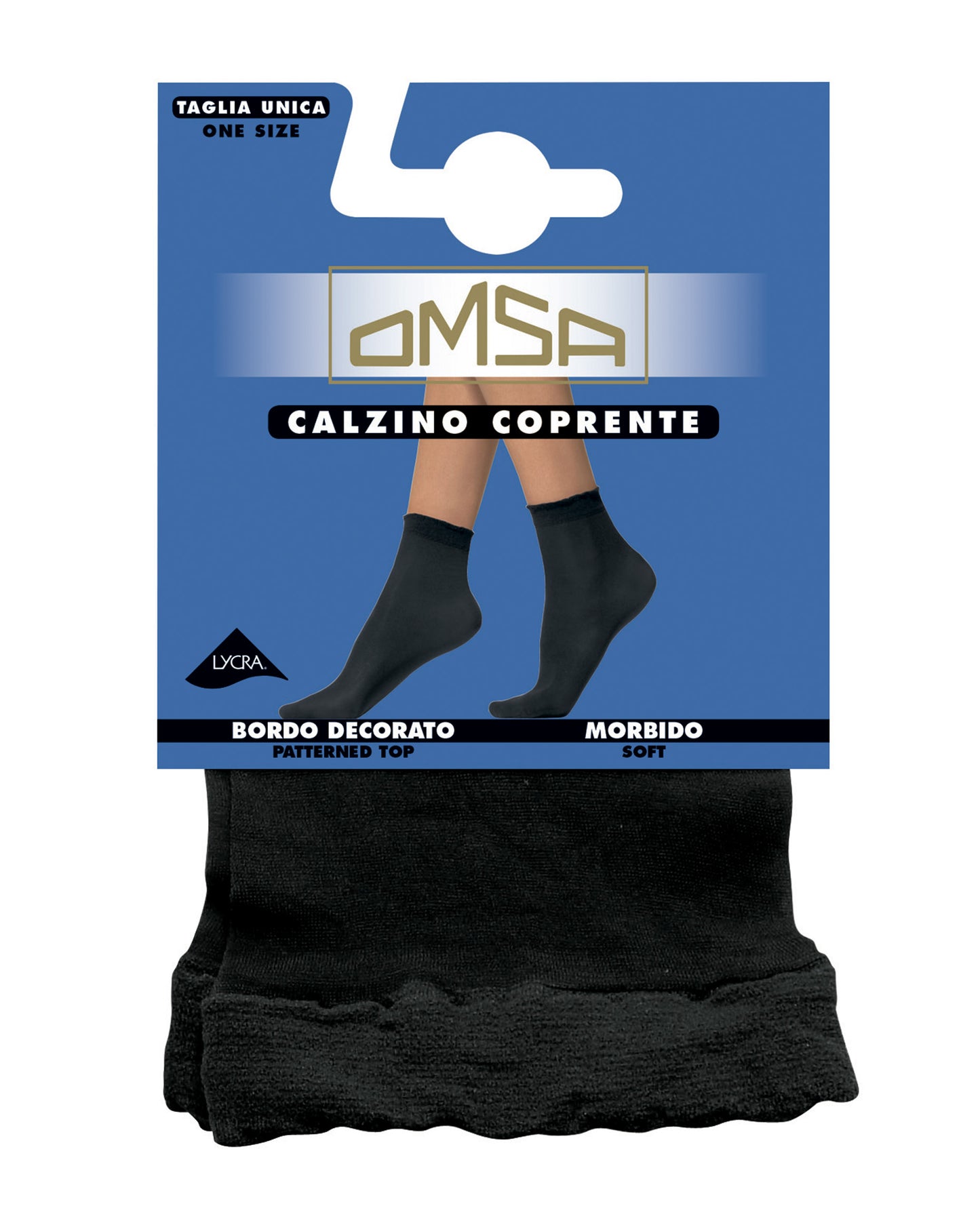 Omsa Micro 50 Calzino - plain black opaque ankle socks in pack.