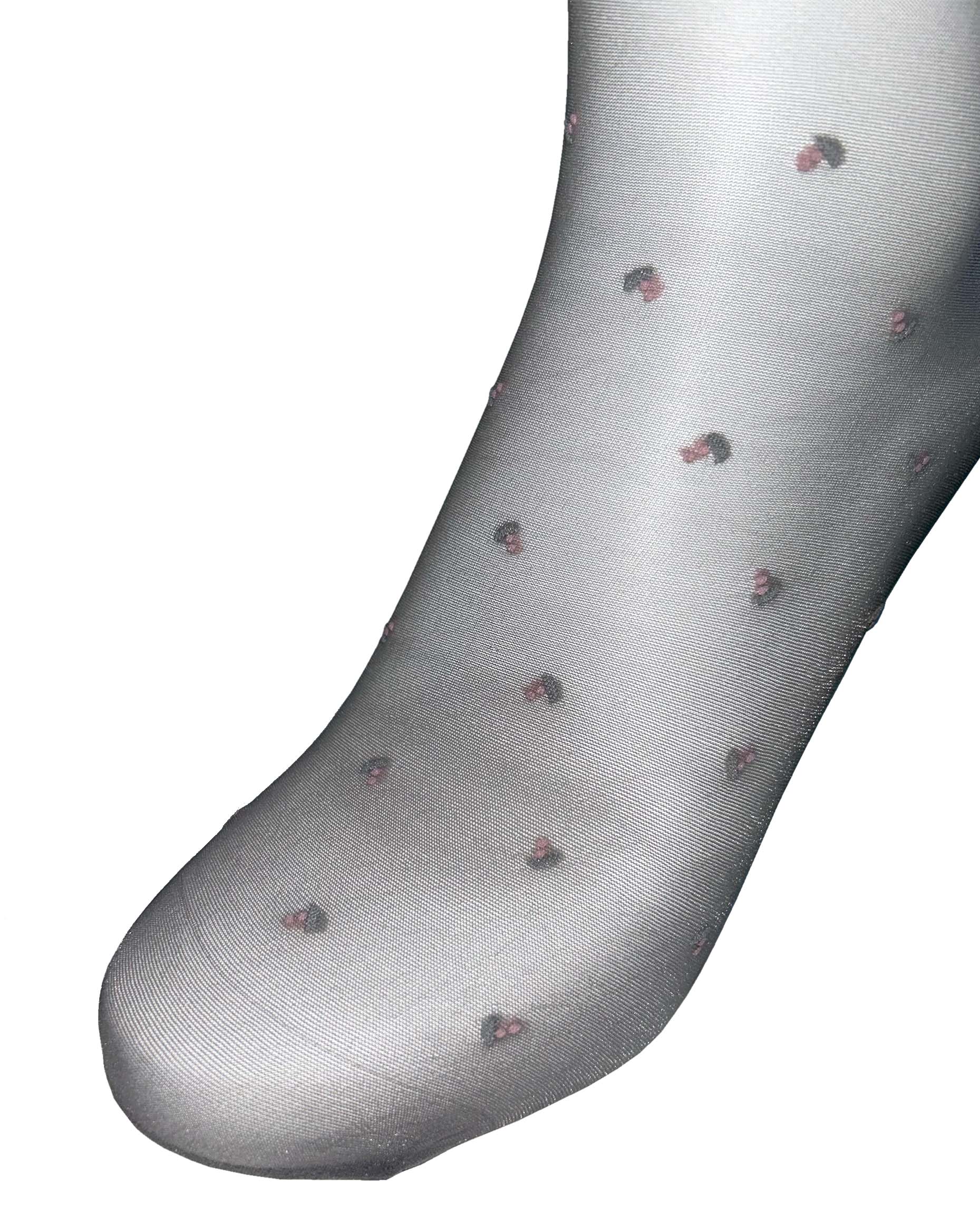 Omsa Sophisticated Calzino - Sheer light grey fashion ankle socks with a micro woven dotted pattern in pale pink and light grey.