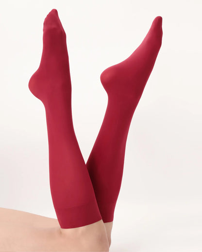 Oroblù All Colors Knee-Highs - Soft opaque dark red knee-high socks with a soft deep elasticated comfort cuff.