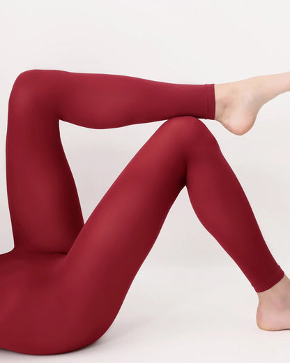 Oroblù All Colors Leggings - Deep dark red soft matte opaque footless tights with deep comfort waist band, flat seams and gusset.