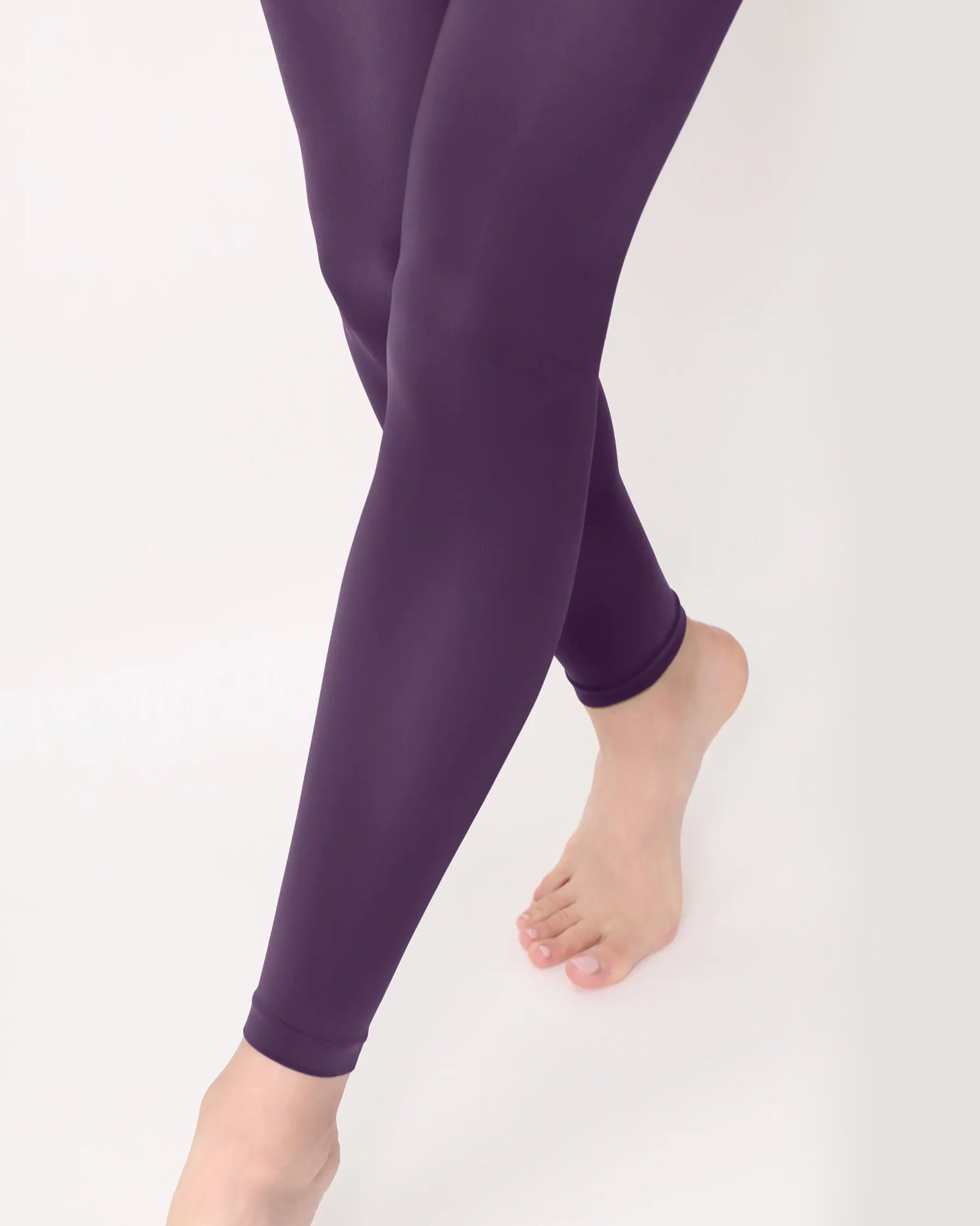 Oroblù All Colors Leggings - Dark purple (deep violet) soft matte opaque footless tights with deep comfort waist band, flat seams and gusset.