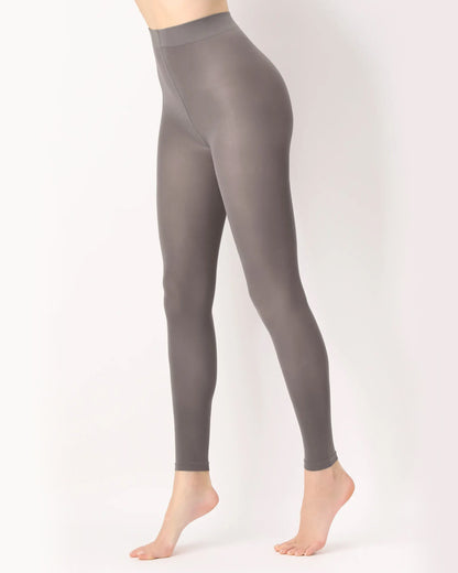 Oroblù All Colors Leggings - Medium grey (metal) soft matte opaque footless tights with deep comfort waist band, flat seams and gusset.